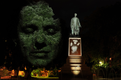  Intension  2011, Craig Walsh (three channel video projection at Franklin Square, Hobart 