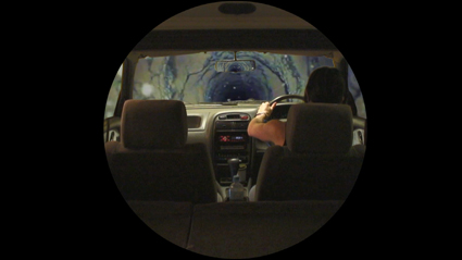 Driving to the Centre of the Earth (detail), silent HD video, Erin Coates, Yonder, PICA