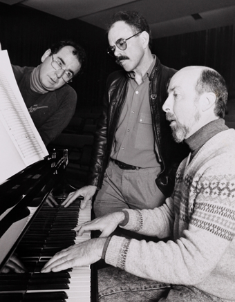 Ian McGrath, Peter Shepherd and David Vance in rehearsal, 1990, School of Creative Arts, University of Wollongong