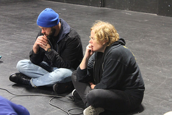 Lachlan Philpott & Katrina Douglas during rehearsals for Listen I’m Telling You Stories, 2015