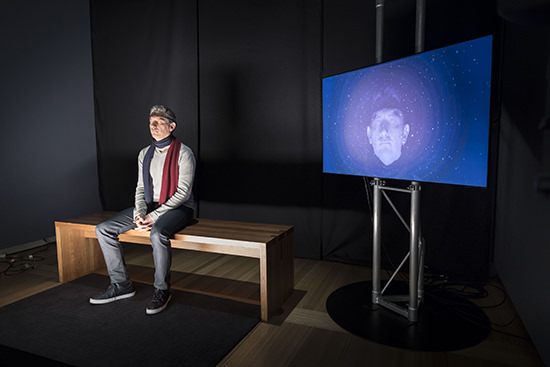Subject undergoing George Khut’s interactive brainwave experience, 2016, National Portrait Gallery